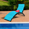 Folding Patio Rattan Portable Lounge Chair Chaise with Cushion-Turquoise - Gallery View 1 of 12