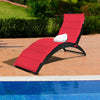 Folding Patio Rattan Portable Lounge Chair Chaise with Cushion-Red - Gallery View 1 of 12