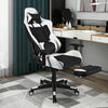 PU Leather Gaming Chair with USB Massage and Lumbar Pillow Footrest-White - Gallery View 1 of 10