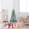 Snow flocked 4.5 feet pencil Christmas tree with 242 branch tips, ideal for festive corner displays in homes or shops.