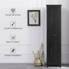 Tall black linen tower storage cabinet with four shelves, sturdy structure, scratch resistance, ideal for bathroom or.