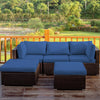 5 Pieces Patio Rattan Sofa Set with Cushion and Ottomans-Navy - Gallery View 1 of 12
