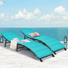 2Pcs Folding Patio Lounger Chair-Turquoise - Gallery View 1 of 13