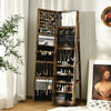 360° Rotatable 2-in-1 Lockable Jewelry Cabinet with Full-Length Mirror-Rustic Brown - Gallery View 1 of 12