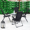Set of 4 black patio folding chairs with adjustable backrests, perfect for outdoor relaxation and dining.