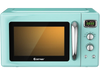 Retro green countertop microwave oven with 0.9 cu.ft capacity, featuring a glass turntable and LED display for easy.