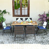 7Pcs Patio Rattan Cushioned Dining Set with Umbrella Hole-Navy - Gallery View 1 of 10