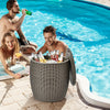 9.5 Gallon 4-in-1 Patio Rattan Cool Bar Cocktail Table Side Table-Brown - Gallery View 1 of 10