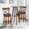 Set of 2 bar stools with rubber wood legs, 360-degree swivel, and soft cushions, perfect for kitchens or bars.