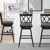 2 Pieces 29 Inches Swivel Counter Height Barstool Set with Rubber Wood Legs-Black - Gallery View 1 of 11