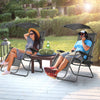 Folding Recliner Lounge Chair with Shade Canopy Cup Holder-Black - Gallery View 1 of 10