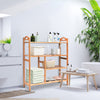 Multifunction bamboo storage shoe rack with four tiers, ideal for entryway or bathroom organization and easy to move.
