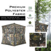 3-person portable pop-up hunting blind in camouflage, featuring waterproof polyester fabric and multiple windows for.