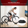 Front wheel riser block for indoor bike training stand, made of nylon to protect floors and enhance stability.