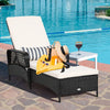 Costway Patio Furniture Wicker Chaise Lounge Chair with Adjustable Backrest and Cushion New