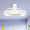 23-inch white ceiling fan with LED light and starry lampshade, featuring remote control and adjustable brightness for.