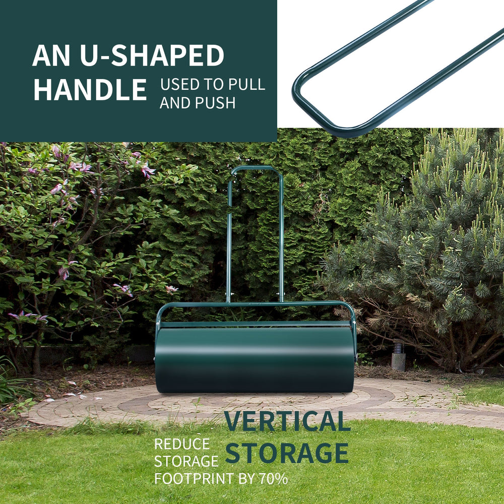 U-shaped handle of the 36 x 12 inches lawn roller for easy pulling and pushing, ideal for leveling garden ground.