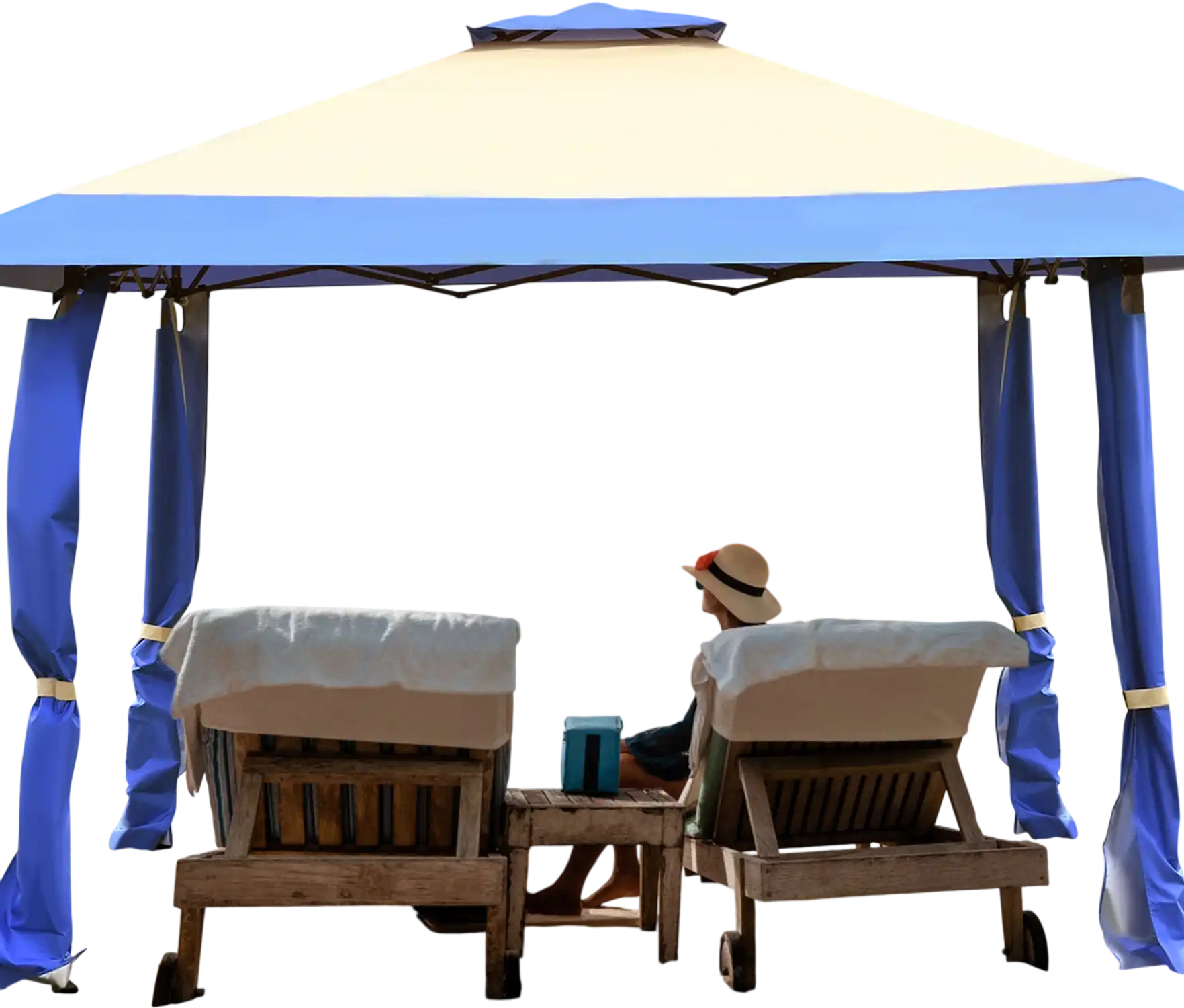 Costway 13' x 13' Pop Up Canopy Tent Blue 05376812 New