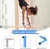 Adjustable blue gymnastics horizontal bar with durable beech wood and powder-coated steel, perfect for kids' training.