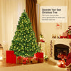 7-foot PVC artificial Christmas tree with pre-lit LED lights, perfect for festive indoor decoration and easy setup.