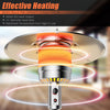 Standing propane outdoor heater with a 48,000 BTU output, gray metal design, and wheels for easy transport.