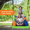 Giant 60-inch platform tree swing with adjustable height, made of durable oxford cloth and metal frame for outdoor fun.