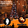 4.5 feet artificial Halloween tree with black leaves, 130 decorative lights, and 6 lighting modes for festive.