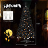4.5 feet artificial Halloween tree with black leaves, 65 ghost and pumpkin lights, featuring 6 lighting modes and 5.