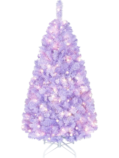 Costway Pre-Lit Light Purple Peacock Blue Christmas Tree Warm White LED 44892286 New