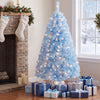 Ice blue 4.5 FT pre-lit Christmas tree with warm white lights, perfect for festive holiday displays and cozy ambiance.