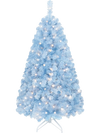 Pre-lit 4.5 FT ice blue Christmas tree with warm white lights and 910 layered branch tips for festive holiday displays.