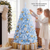 Ice blue 4.5 FT pre-lit Christmas tree with warm white lights, perfect for festive holiday displays and easy setup.
