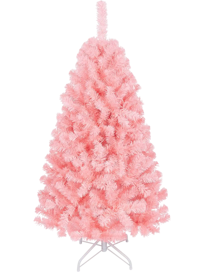 Costway Pre-Lit Pink Christmas Tree Warm White LED Lights 20241547 New