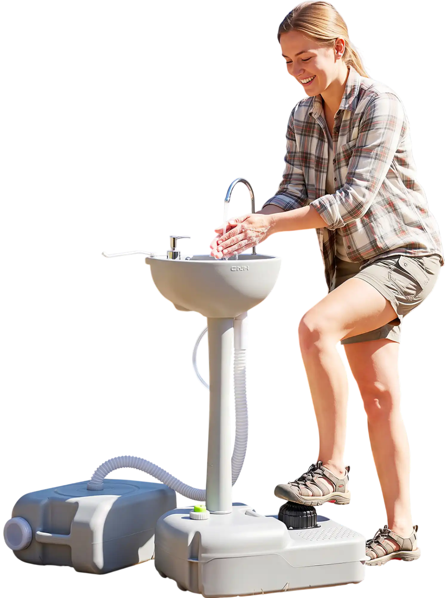 Costway Portable Wash Basin Stand w/ 6.34 Gal Recovery Tank Rolling Wheels 83800828 New