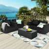 4 Pieces Patio Rattan Conversation Set with Cushions and Coffee Table-Black - Gallery View 1 of 10
