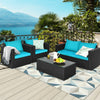 4Pcs Patio Rattan Cushioned Furniture Set-Turquoise - Gallery View 1 of 10