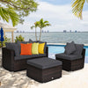 4 Pieces Ottoman Garden Patio Rattan Wicker Furniture Set with Cushion-Gray - Gallery View 1 of 12