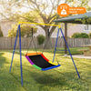 Colorful 60-inch platform tree swing with solid steel frame, adjustable ropes, and 700 lbs capacity for backyard fun.