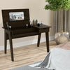 Dressing table with flip mirror and storage drawer, shown in a stylish room setting, perfect for elegant makeup.