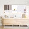 Large rectangle mirror with golden aluminum frame, perfect for bedroom decor, can be hung or leaned against the wall.