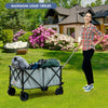 Collapsible outdoor folding wagon cart in gray with adjustable handle, holding up to 180lbs for versatile transport.
