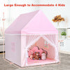 Large pink kids play tent with solid wood frame, soft mat, and decorative doors for indoor and outdoor fun.