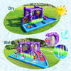 Inflatable water slide park with splash pool, featuring octopus design, for backyard fun with up to 5 kids aged 3-10.