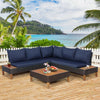 Costway 4 Piece Rattan Sofa Set with Wooden Side Table New