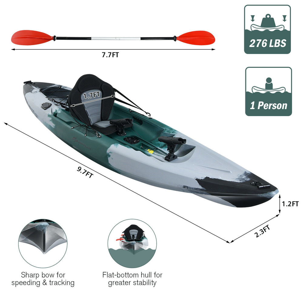 Costway Sit-on-Top Fishing Kayak with Rod Holders and Paddle New
