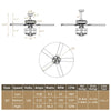 50-inch black ceiling fan with explosion-proof glass lampshades, reversible MDF blades, and 3-speed remote control for.