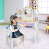 Kids vanity dressing table set with tri-fold mirror and chair, made of durable MDF, perfect for makeup and study.