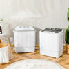 Compact mini twin tub washing machine with separate timer controls, lightweight design, ideal for home and apartment.