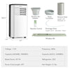9000 BTU portable air conditioner with fan and dehumidifier, featuring remote control and adjustable settings for home.