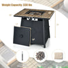 28-inch propane gas fire pit table with stainless steel burner, lava stone, and waterproof cover for outdoor gatherings.